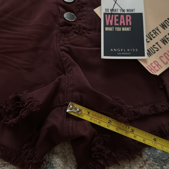 NWT angel kiss brown distressed shorts size 7 full button up - Picture 5 of 8